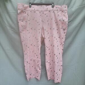 Lane Bryant The Allie Beautiful Soft Pink Floral Cropped Summer Pants sz 28R